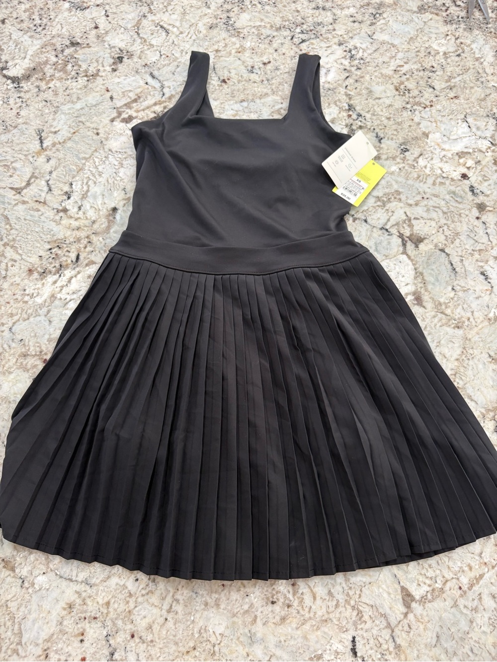 all in motion Black Pleated Square-Neck Mini Dress